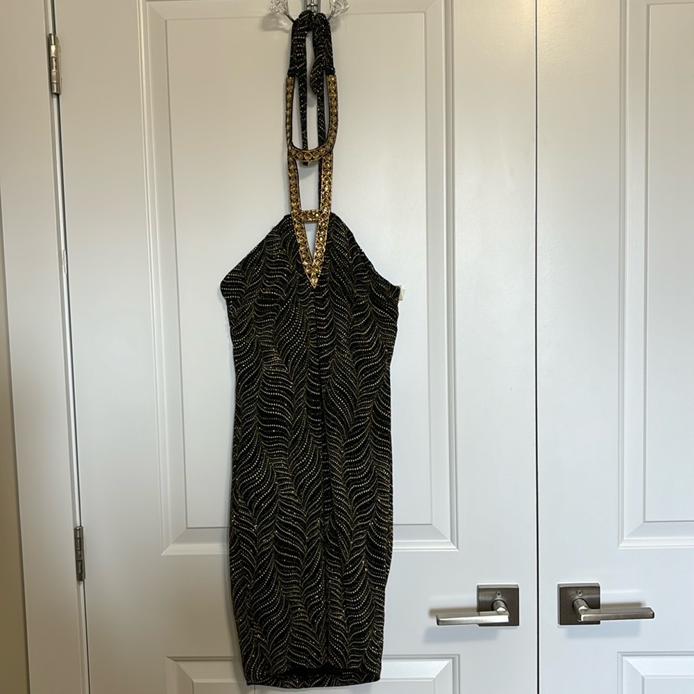 Dress by Lette USA, black, gold size L fits like a medium
